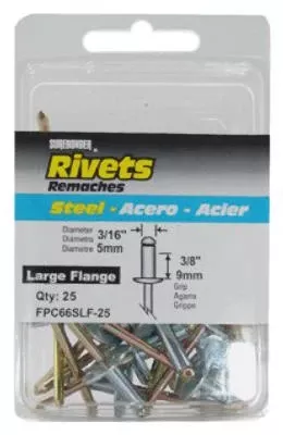 25-pack Steel Medium-large Flange Rivets For Snowmobile Repairs