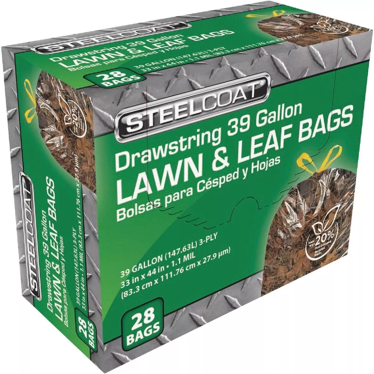 39 Gal. Clear Lawn & Leaf Drawstring Trash Bag (28-count)