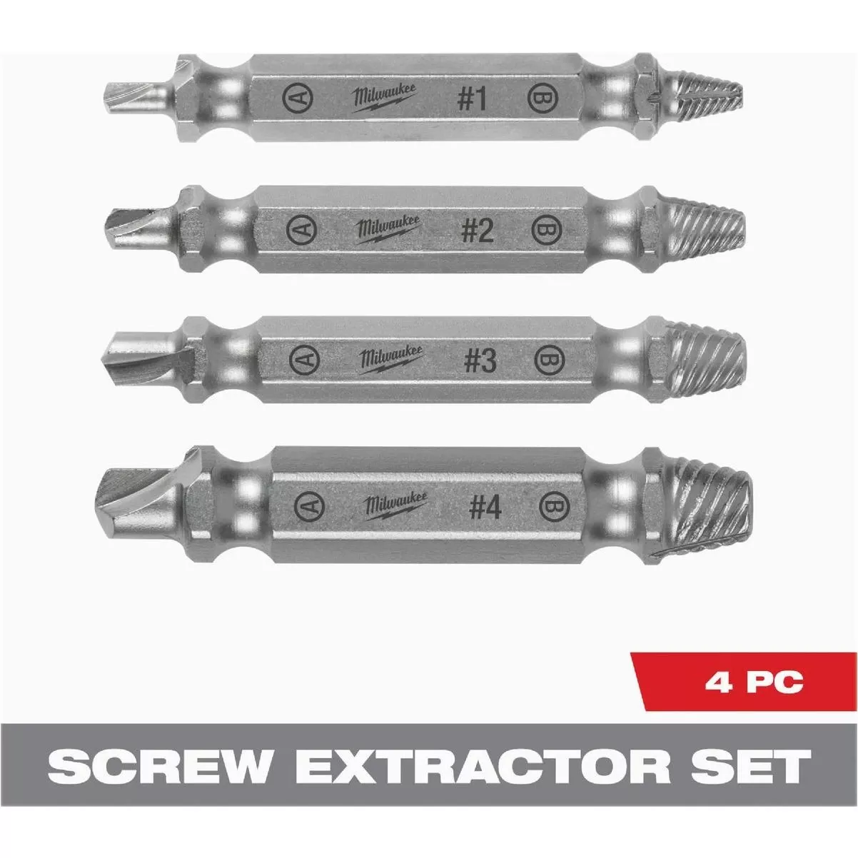 4-piece M2 Steel Screw Extractor Set