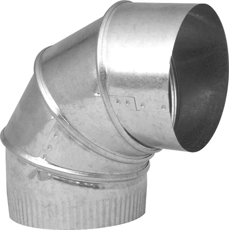 5 In. Galvanized Adjustable Elbow, 30 Gauge, 90 Degree