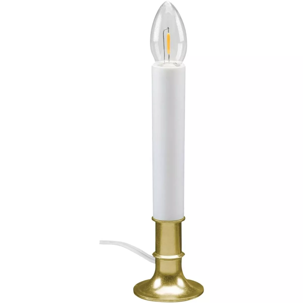 8 In. H. X 1.75 In. D. Brass Finish Base Plug In Candle With 6 Hour Repeating Timer And Replaceable Led C7 Bulb