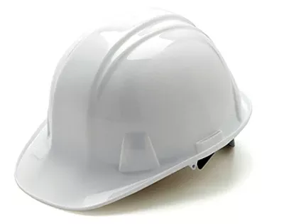 Adjustable White Cap-style Hard Hat With Ratchet Suspension