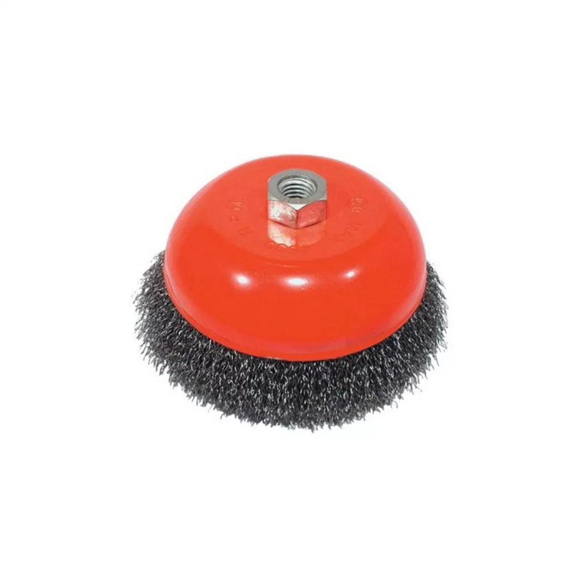 AES Industries 1835 Wire Cup Brush with Spindle, 5 in, 5/8-11, Carbon Steel, Brass-Coated