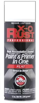 Anti-rust Enamel Spray Paint & Primer, White Flat, 12 Oz.