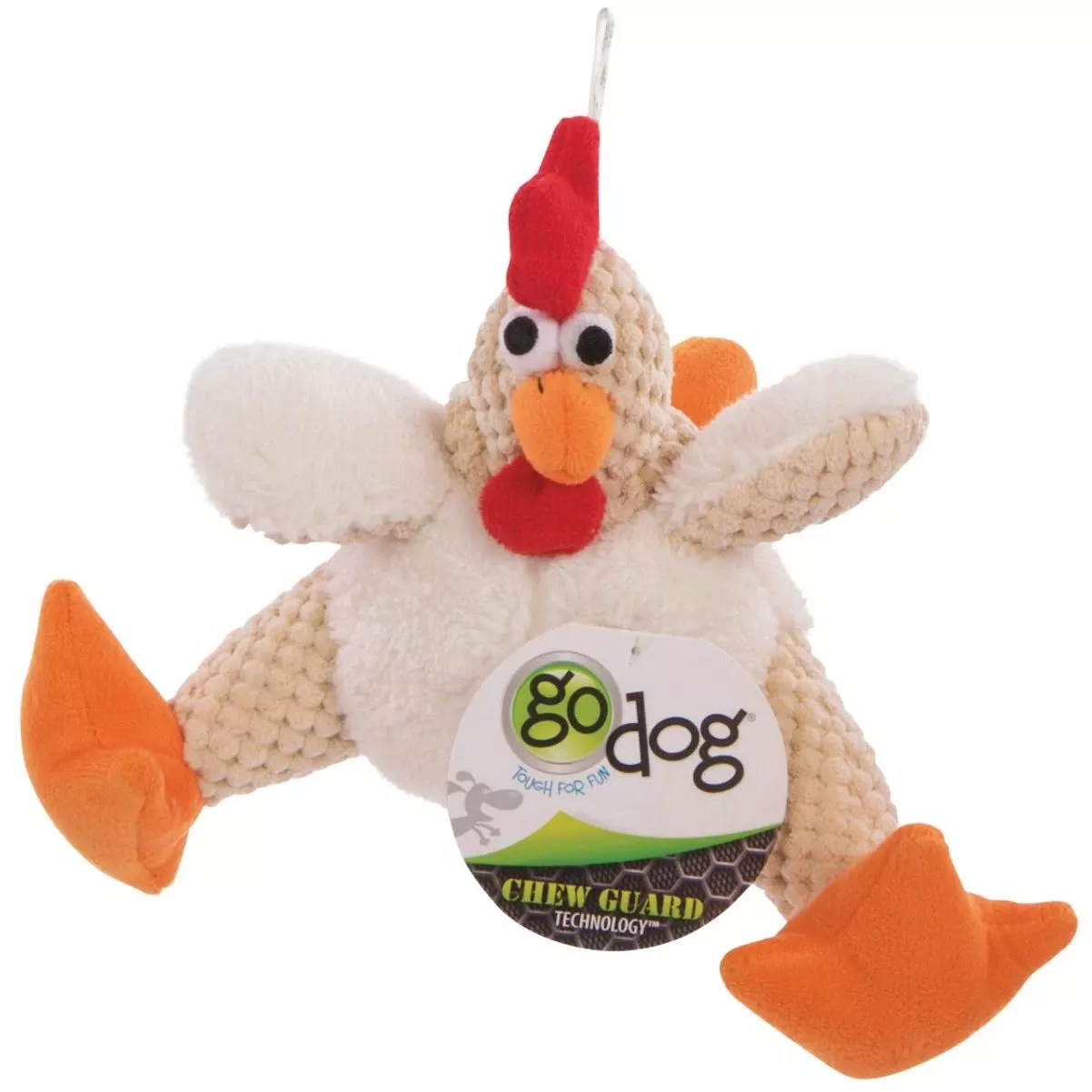 Checkers Small White Fat Rooster Squeaky Plush Dog Toy