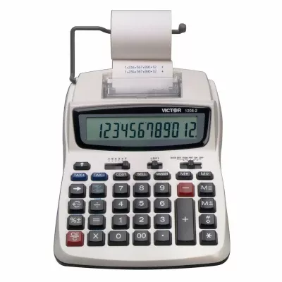 Compact 12-digit Commercial Calculator With Speedy Ink Printer & Dual Power