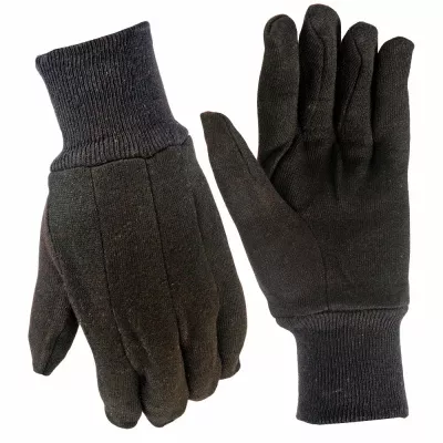 Durable Brown Cotton Jersey Work Gloves For Men - Small Size