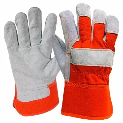 Durable Large Gray Split Leather Work Gloves For Construction