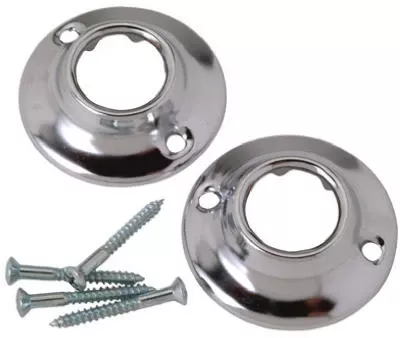 Durable Metal Shower Curtain Rod Flanges – 2 Pack Wall Mount Brackets