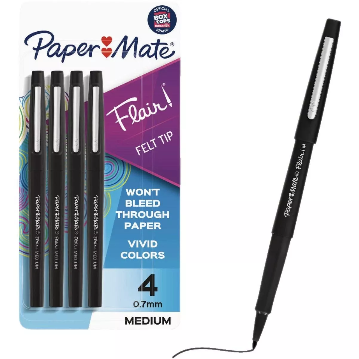 Flair Black Medium Point Felt Tip Pen (4-pack)