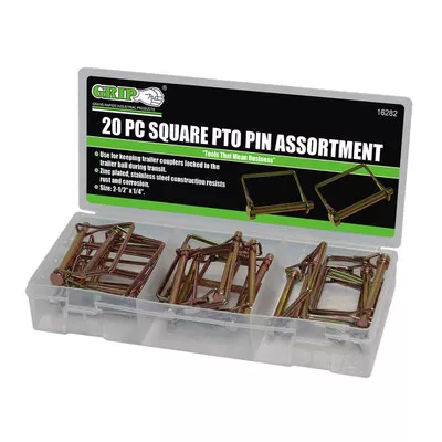 GRIP 16282 Lynch Pin Assortments (20 pc Square PTO)