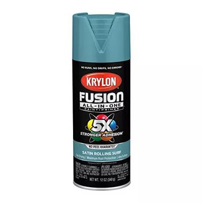 Krylon Fusion K02747007 All-In-1 Spray Paint for In/Outdoor Satin Rolling Teal