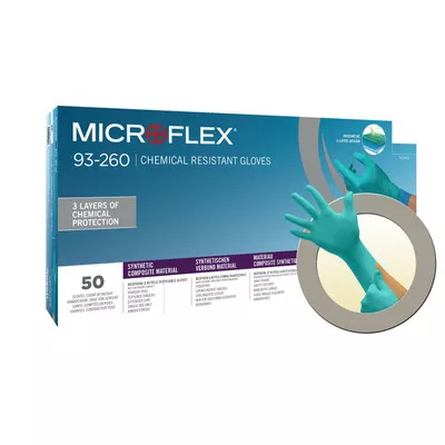 Microflex 93-260XS Triple-Layer Disposable Chemical Resistant Gloves – X-Small