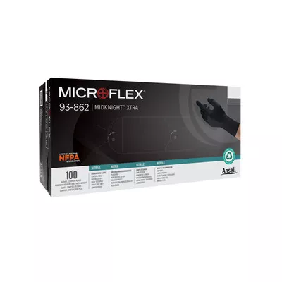 Microflex 93-862L MidKnight XTRA Chemical Resistant Nitrile Gloves – L