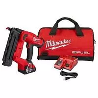 Milwaukee 2746-21CT Brad Nailer Kit, Battery Included, 18 V, 2 Ah, 110 Magazine, Glue Collation, 18 ga Nail