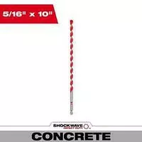 Milwaukee 48-20-9018 Hammer Drill Bit, 5/16 in Dia, 10 in OAL, Precision Ground, Wide Flute, 3-Flat Shank