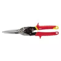 Milwaukee 48-22-4567 Aviation Snip, 11-5/8 in OAL, 3 in L Cut, Straight Cut, Forged Steel Blade, Comfort Grip Handle