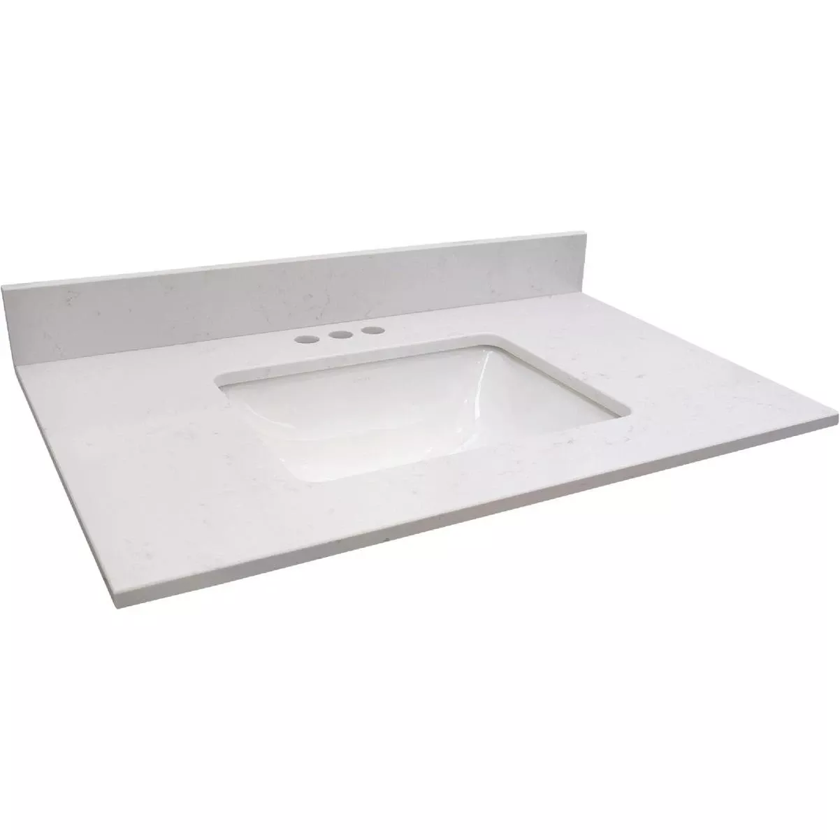 Oasis 37 In. X 22.5 In. Jasmine White Veined Quartz Vanity Top With Rectangular Bowl