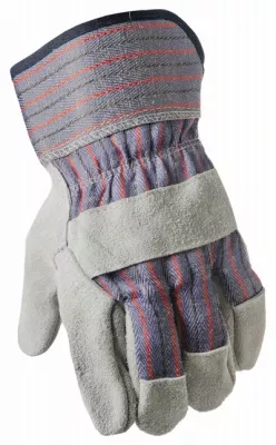 Pearl Gray Leather Palm Work Gloves, Large - 2 Pack