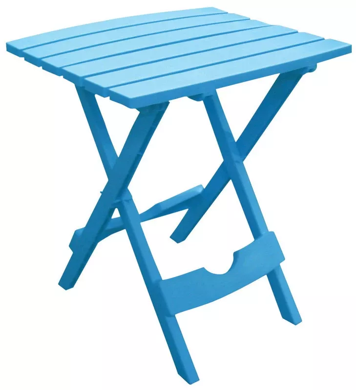 Quik-fold Pool Blue 15 In. X 17.5 In. Rectangular Resin Folding Side Table