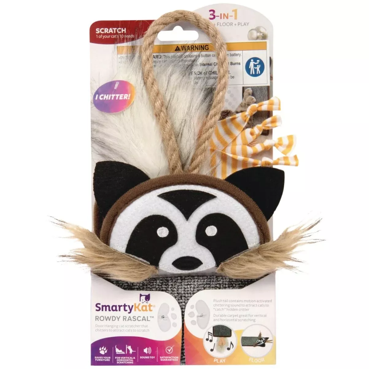 Rowdy Rascal Cat Scratcher & Plush Sound Cat Toy