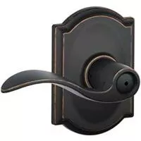 Schlage F Series F40VACC716CAM Privacy Lever, Mechanical Lock, Aged Bronze, Metal, Residential, 2 Grade, ADA Compliant