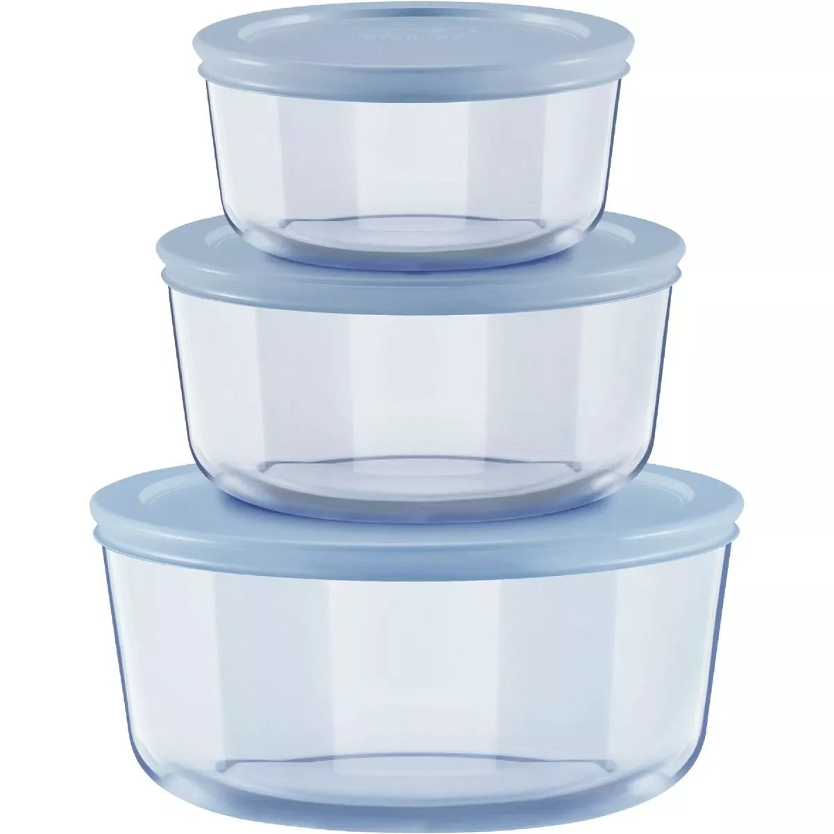 Simply Store Tinted Round Storage Set With Blue Plastic Lids (6-piece)