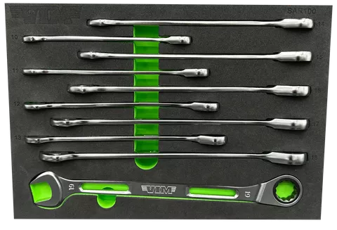 VIM Tools 10 Pc. Slim Angled Ratcheting Wrench Set (SAR100)