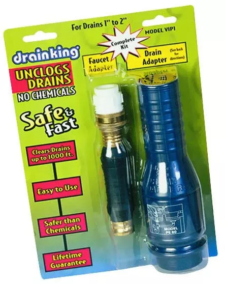 Water-powered Drain Unclogger Kit For 1" To 2" Drains With Adapters