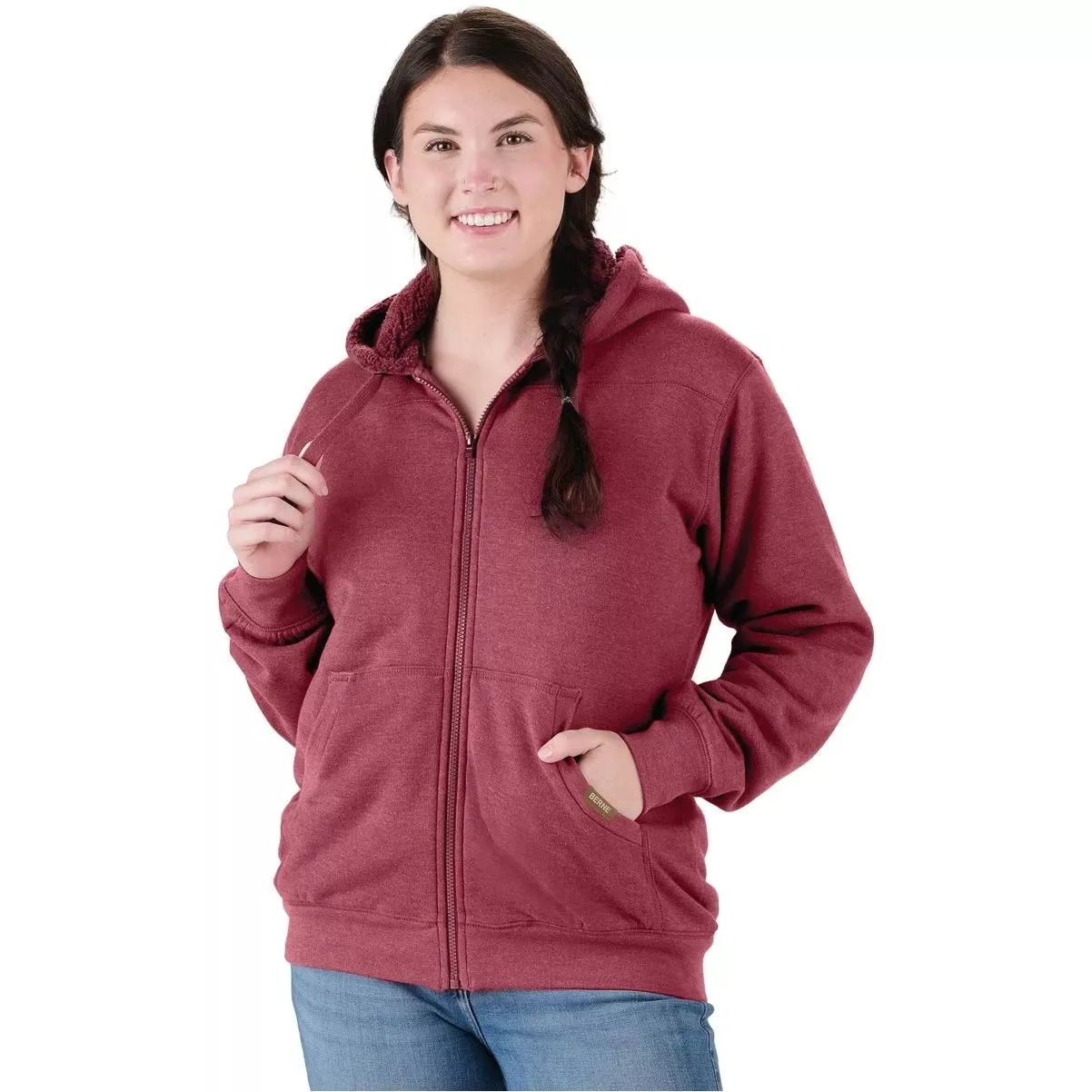 Women’s Xl Sangria Sherpa-lined Full-zip Hooded Sweatshirt