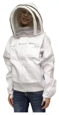 Xxl Beekeeping Jacket With Cotton-poly Blend & Protective Mesh Veil