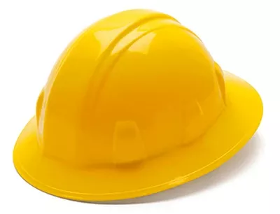 Yellow Full Brim Hard Hat With Adjustable Ratchet Suspension