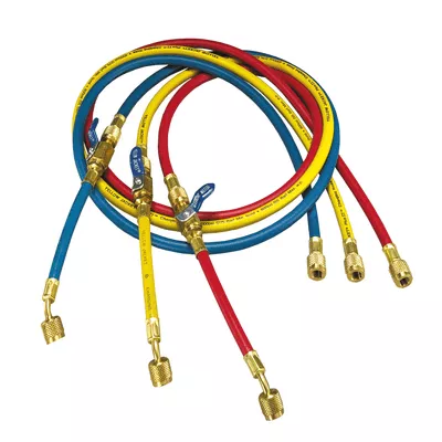 Yellow Jacket Plus II 96″ Three Pack Hoses with FlexFlow Valve (25988)