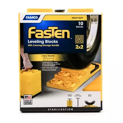 Yellow T-handle Rv Leveling Blocks – 10 Pieces, 2 X 2 Size