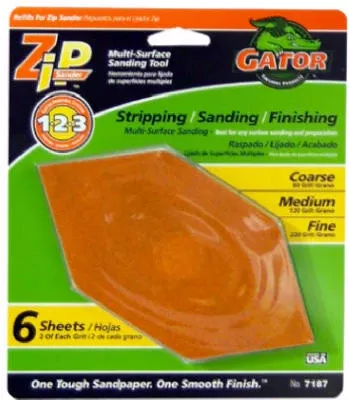 Zip Assorted Grit Sanding Refill Sheets – 6 Pack